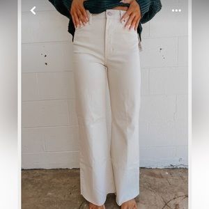 Cream wide leg jeans